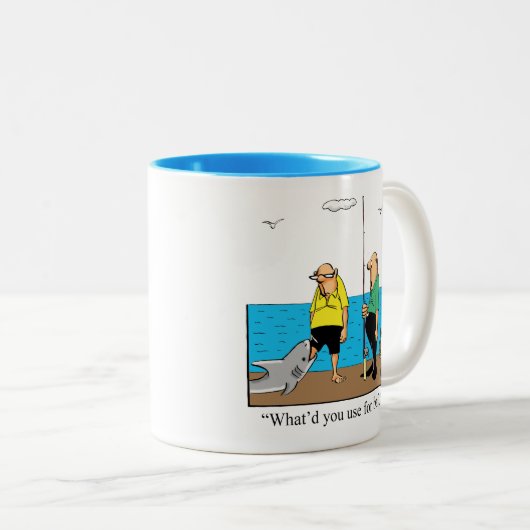 魚釣りおもしろいユーモアのマグギフト ツートーンマグカップ (正面右)