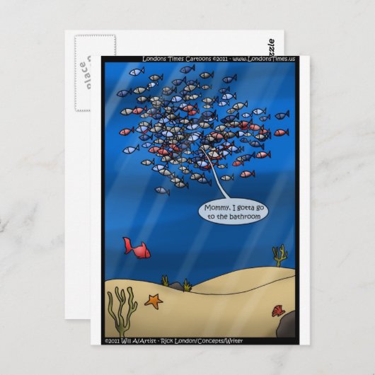 魚釣りおもしろい休暇ギフトティーカード等 ポストカード (正面/裏面)