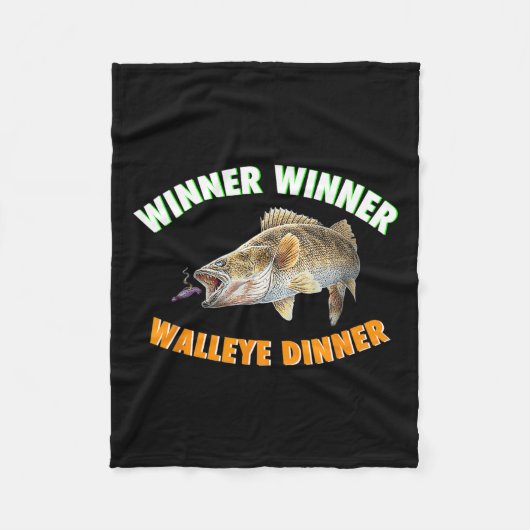 魚釣りおもしろい優勝者Walleyeディナーフィッシュfor フリースブランケット (正面)