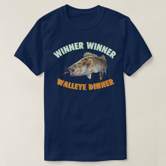 魚釣りおもしろい勝者WALLEYEディナーフィッシュF Tシャツ (デザイン正面)