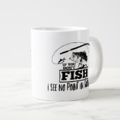 魚釣りおもしろい引用文トーク魚釣りバスコワーカー ジャンボコーヒーマグカップ (正面右)