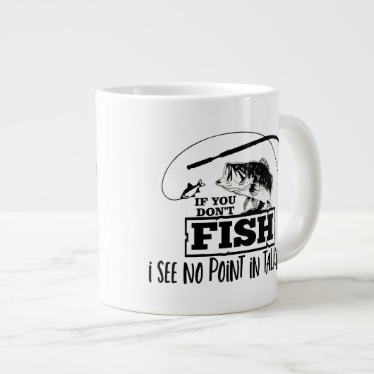 魚釣りおもしろい引用文トーク魚釣りバスコワーカー ジャンボコーヒーマグカップ (正面右)