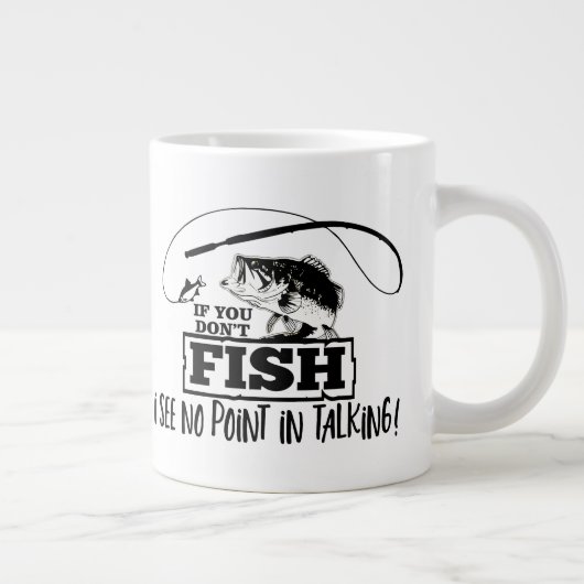魚釣りおもしろい引用文トーク魚釣りバスコワーカー ジャンボコーヒーマグカップ (右)