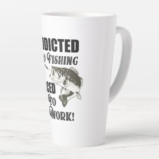 魚釣りおもしろい引用文ワークラルグミートバス カフェラテマグ (右アングル)