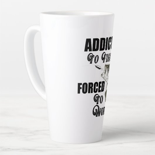 魚釣りおもしろい引用文ワークラルグミートバス カフェラテマグ (左アングル)