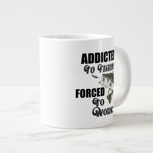 魚釣りおもしろい引用文ワークラルグミートバス ジャンボコーヒーマグカップ (正面右)