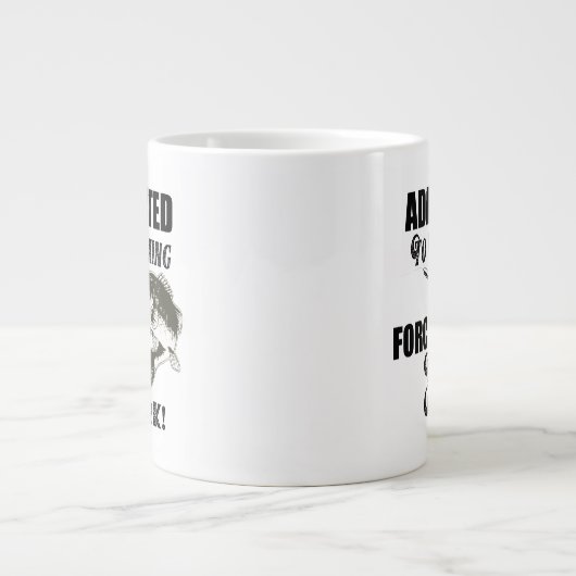 魚釣りおもしろい引用文ワークラルグミートバス ジャンボコーヒーマグカップ (正面)