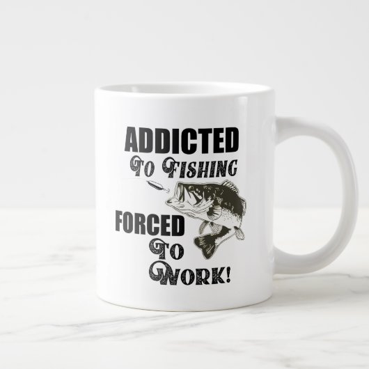 魚釣りおもしろい引用文ワークラルグミートバス ジャンボコーヒーマグカップ (右)