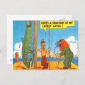 魚釣りおもしろい漁師はがき魚漫画 ポストカード (正面/裏面)