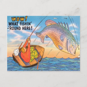魚釣りおもしろい漁師はがき魚漫画 ポストカード