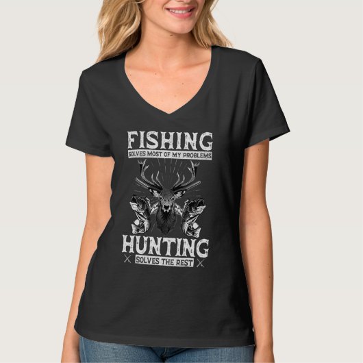 魚釣りおもしろい狩りクリスマスユーモアハンタークール Tシャツ (正面)