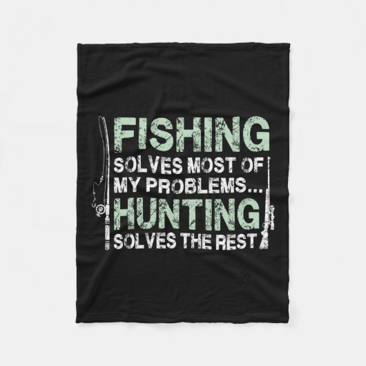 魚釣りおもしろい狩りシャ男性へツハンターとF フリースブランケット (正面)