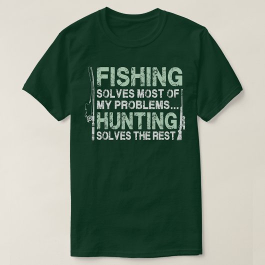 魚釣りおもしろい狩りス男性へハンターズ&フィッシャー Tシャツ (デザイン正面)