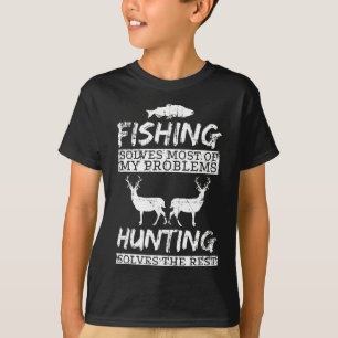 魚釣りおもしろい狩り問題を解決する魚の鹿の大きい Tシャツ
