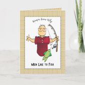 魚釣りおもしろい男性マンガ誕生日 カード (正面)