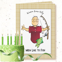魚釣りおもしろい男性マンガ誕生日 カード