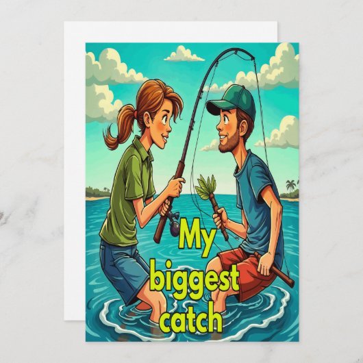 魚釣りおもしろい 招待状 (正面/裏面)