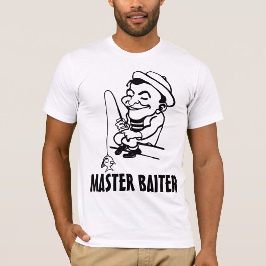 魚釣りおもしろいTシャツ、MASTER BAITER Tシャツ (正面)