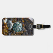 魚釣りがアラスカの潮溜りに浮かぶ ラゲッジタグ (正面横)