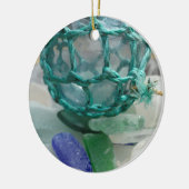 魚釣りがガラスに浮かぶアラスカ セラミックオーナメント (左)