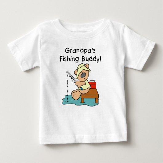 魚釣りくまの祖父の魚釣りの相棒のTシャツ ベビーTシャツ (正面)