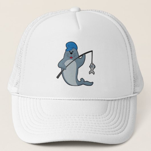 魚釣りでシール魚釣り棒と魚 キャップ (正面)