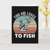 魚釣りで子ども向けの魚介ファン カード (黄色い花)