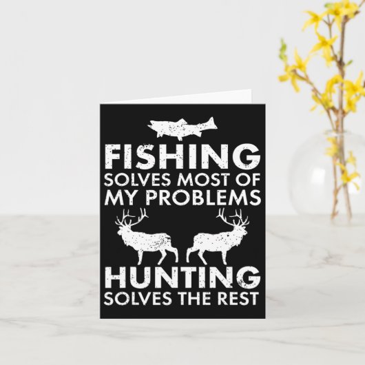 魚釣りとおもしろい狩りギフトクリスマスユーモアHun カード (黄色い花)