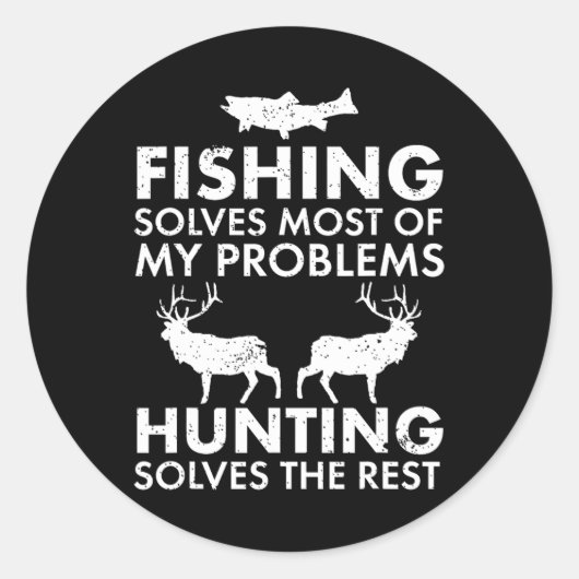 魚釣りとおもしろい狩りギフトクリスマスユーモアHun ラウンドシール (正面)