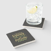 魚釣りとゴルフの輪郭 ストーンコースター (横)
