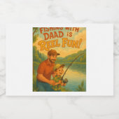 魚釣りとパパはリールおもしろい! スパークリングワインラベル (シングルラベル)