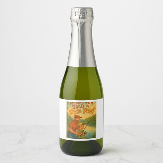 魚釣りとパパはリールおもしろい! スパークリングワインラベル (正面)