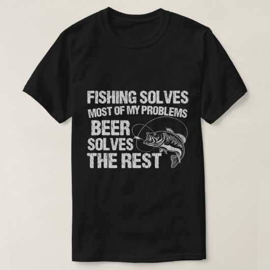 魚釣りとビおもしろいール漁師の父の日のプレゼント Tシャツ (デザイン正面)