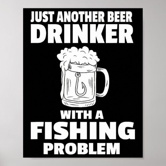 魚釣りとビールおもしろい飲料漁師パーティー胡 ポスター (正面)