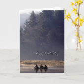 魚釣りと友人の父の日のカード カード (黄色い花)