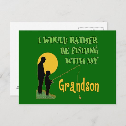 魚釣りと孫 ポストカード (正面/裏面)