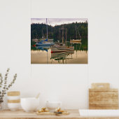 魚釣りと帆船 – ファインアートプリント ポスター (キッチン)