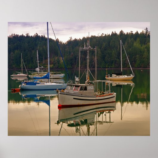 魚釣りと帆船 – ファインアートプリント ポスター (正面)