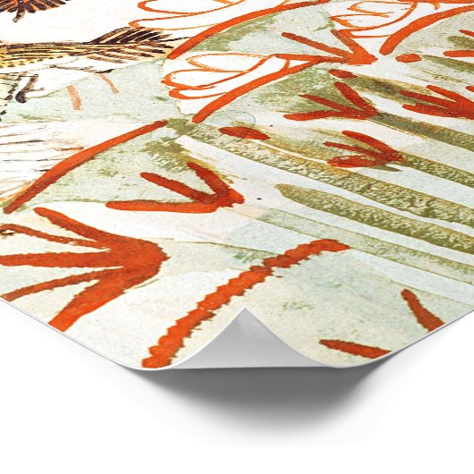 魚釣りと沼地の鳥 ポスター (角)