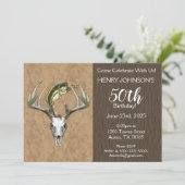 魚釣りと狩りをテーマにした50誕生日 招待状 (スタンド正面)