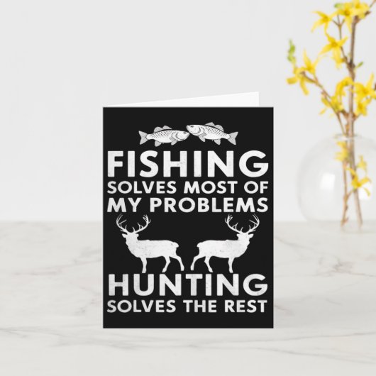 魚釣りと狩りギフト父の日ユーモアのハンター カード (黄色い花)