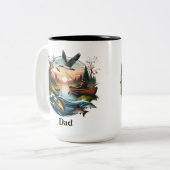 魚釣りと狩り ツートーンマグカップ (正面左)