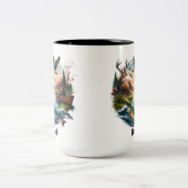 魚釣りと狩り ツートーンマグカップ (中央)