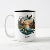 魚釣りと狩り ツートーンマグカップ (左)