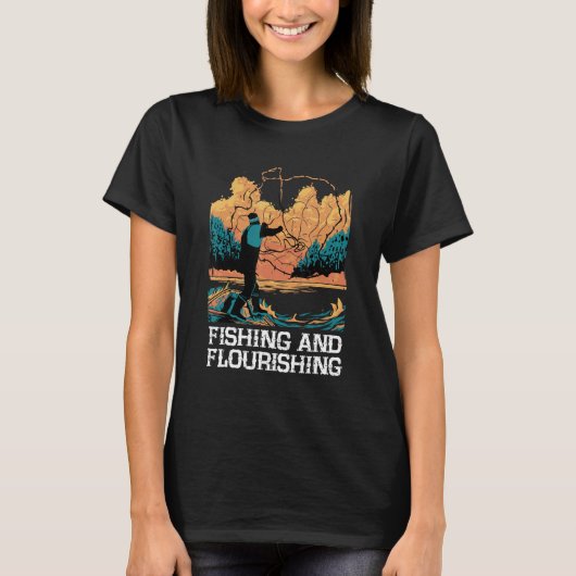魚釣りと繁栄心地よいフードフィッシャーマンホム Tシャツ (正面)