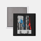 魚釣りと鹿狩りハンター用米国国旗 マグネット (正面/裏面)