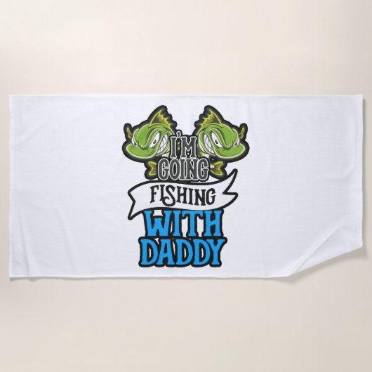 魚釣りとDaddy Angling Kids Gift ビーチタオル (正面)