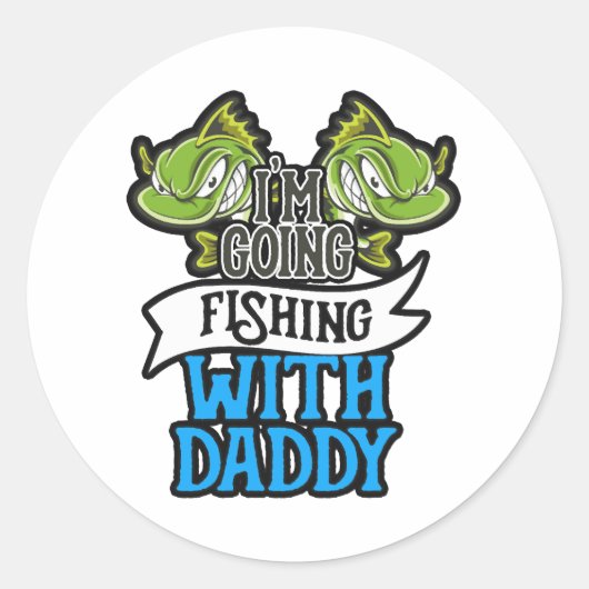魚釣りとDaddy Angling Kids Gift ラウンドシール (正面)