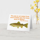 魚釣りについてのユーモアのあるな挨拶状 カード (黄色い花)