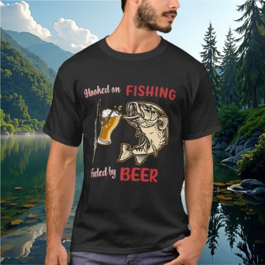 魚釣りに夢中のビールTシャツが弾く Tシャツ